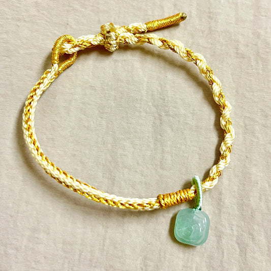 Zodiac Series - Pig Jadeite Macramé Bracelet