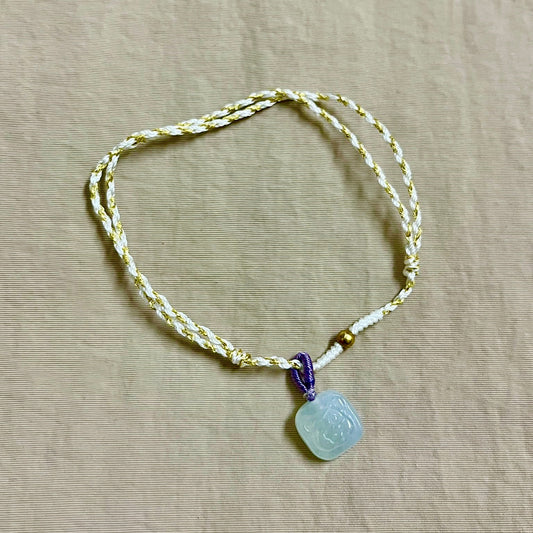 Zodiac Series - Rat Jadeite Macramé Bracelet