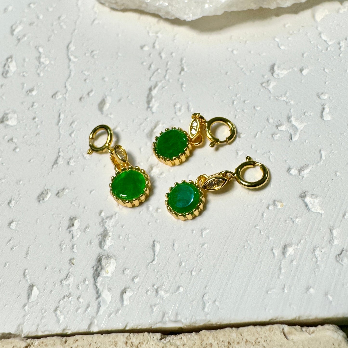 Circle Disc Green Jadeite Charm