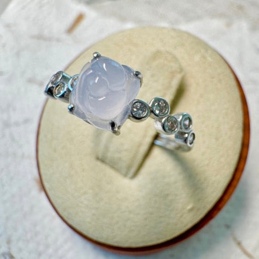 Icy Lavender Flower Jadeite Ring