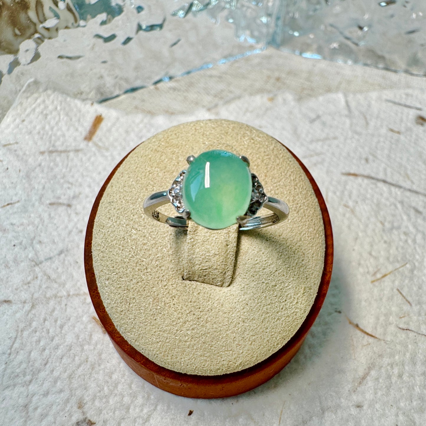 Green Jadeite Cabochon Ring