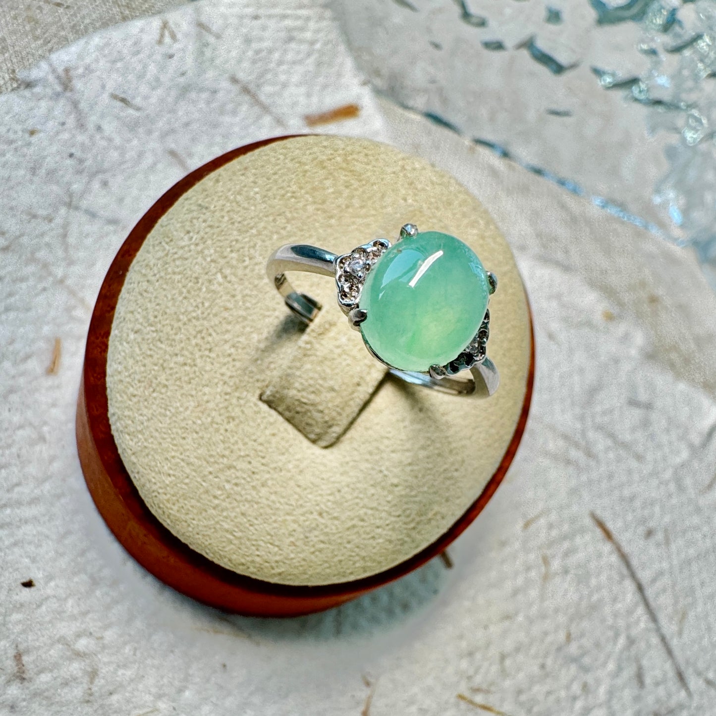 Green Jadeite Cabochon Ring