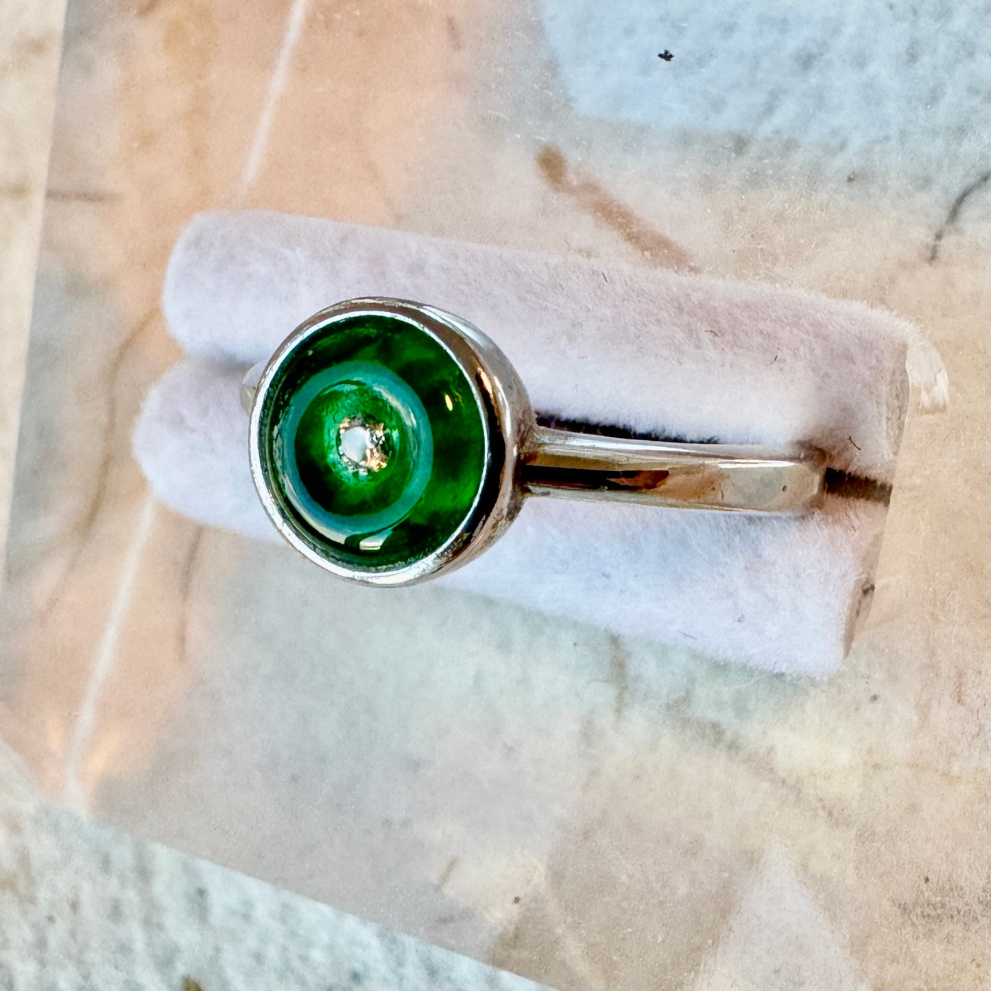 Green Jadeite Disc Ring (Ping An/ Donut)