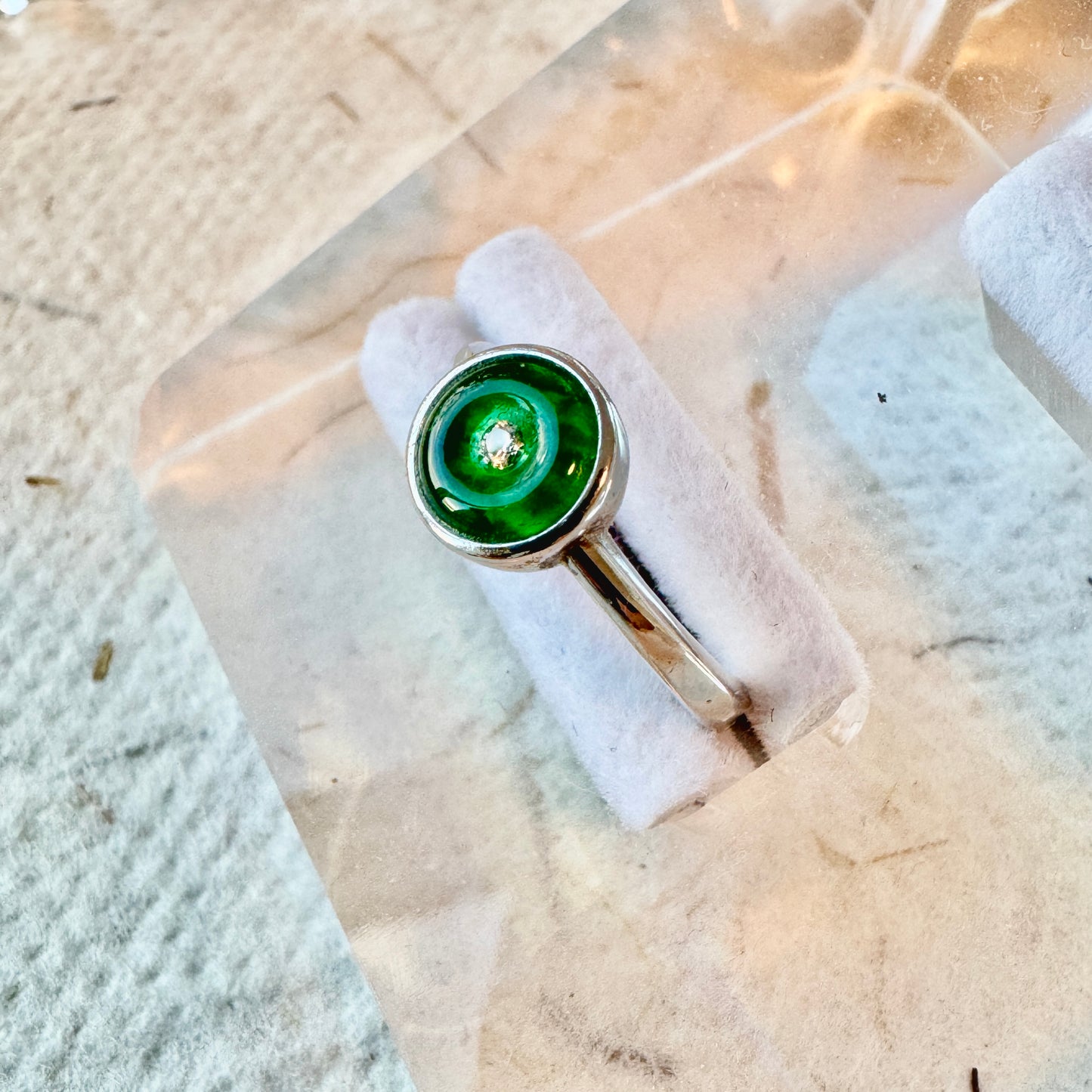 Green Jadeite Disc Ring (Ping An/ Donut)