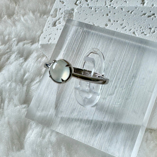 Icy White Jadeite Cabochon Ring