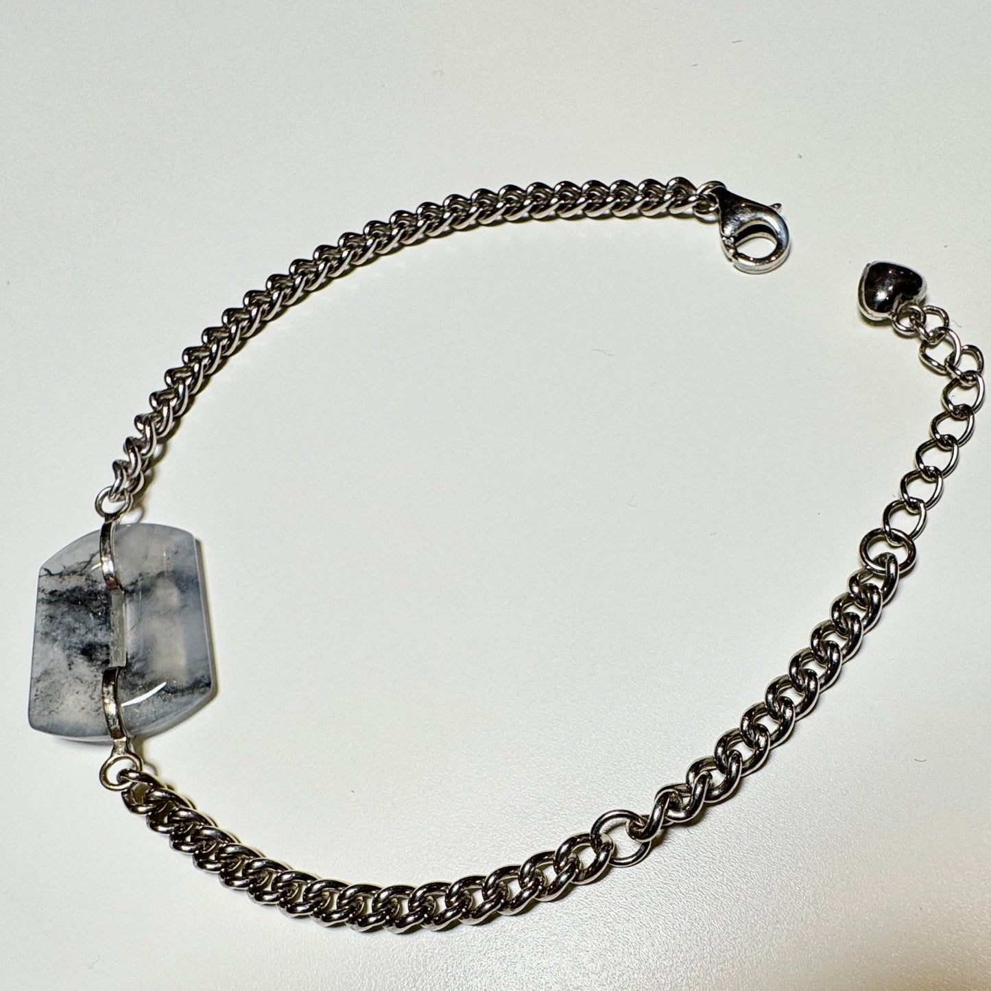 Icy Charcoal Jadeite Donut Bracelet - Winter Mist
