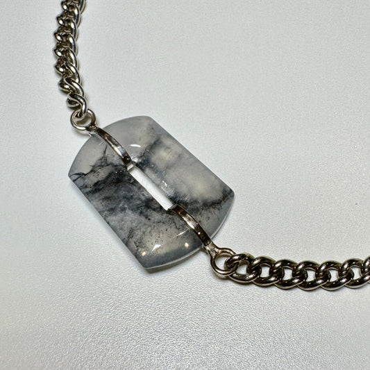 Icy Charcoal Jadeite Donut Bracelet - Winter Mist