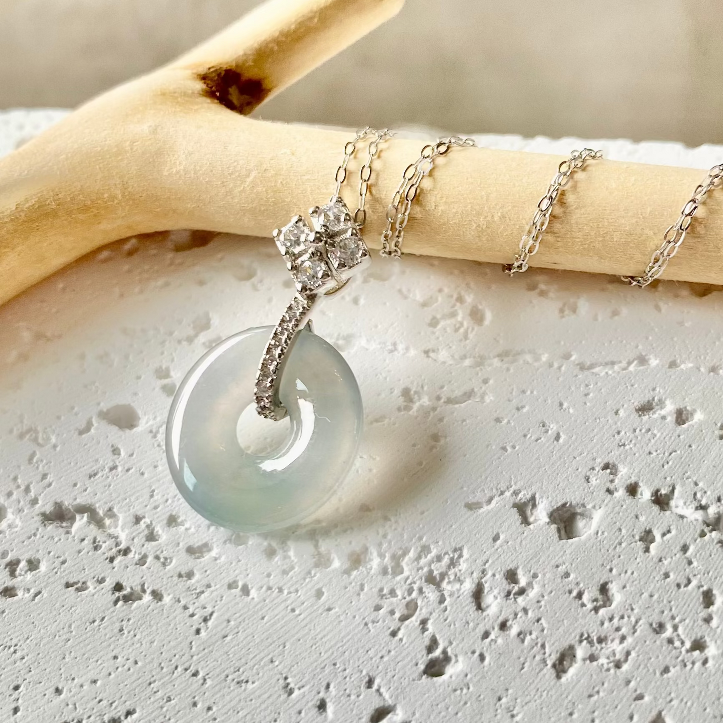 Icy Jadeite Donut Necklace