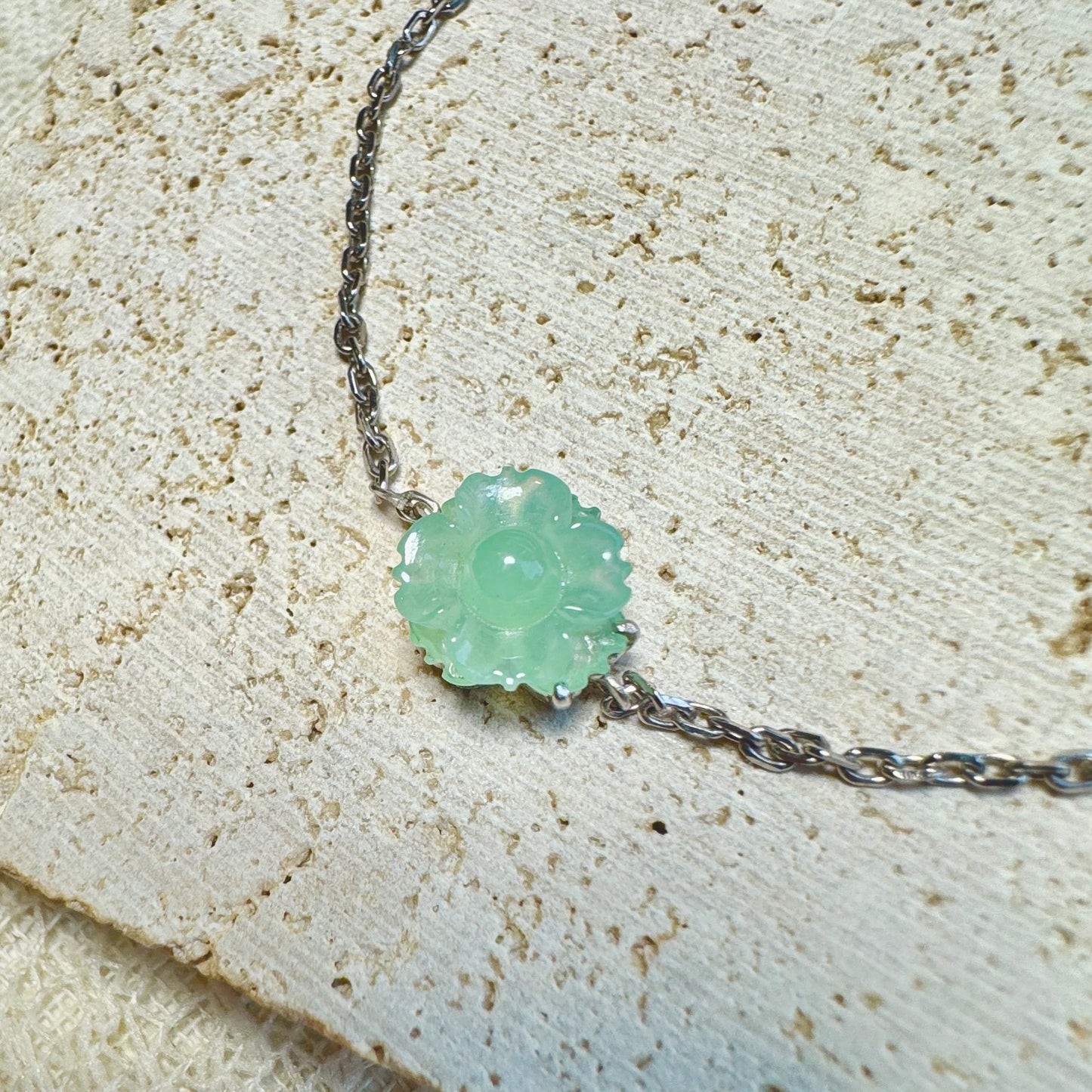 Icy Green SunflowerJadeite Bracelet