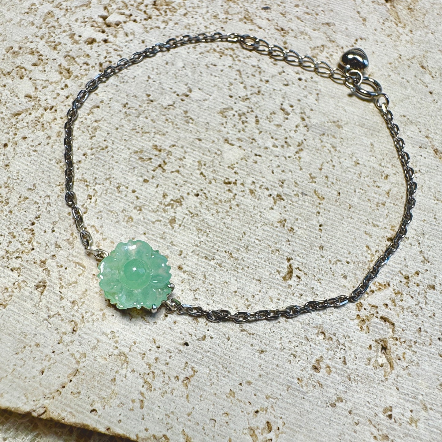 Icy Green SunflowerJadeite Bracelet