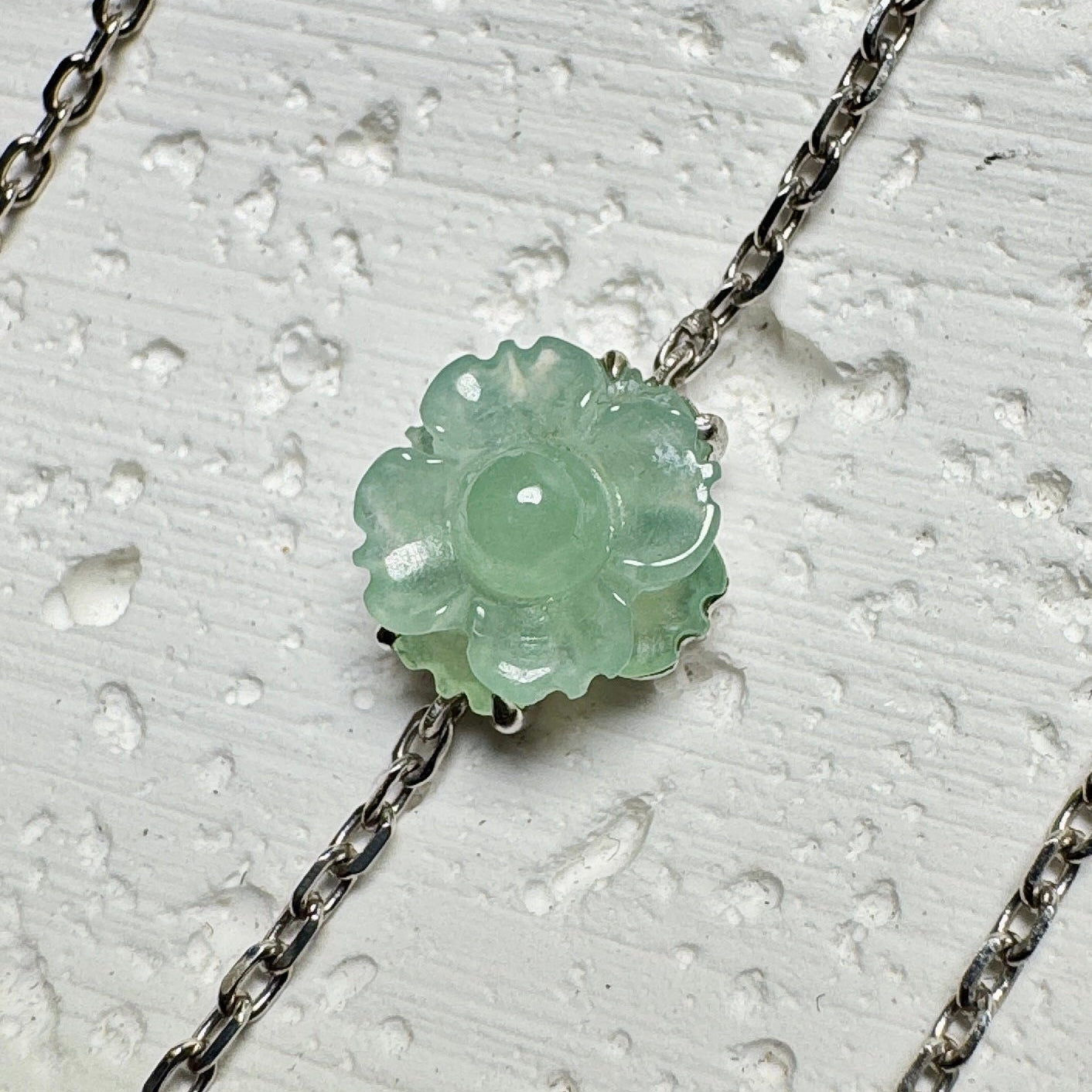Icy Green SunflowerJadeite Bracelet