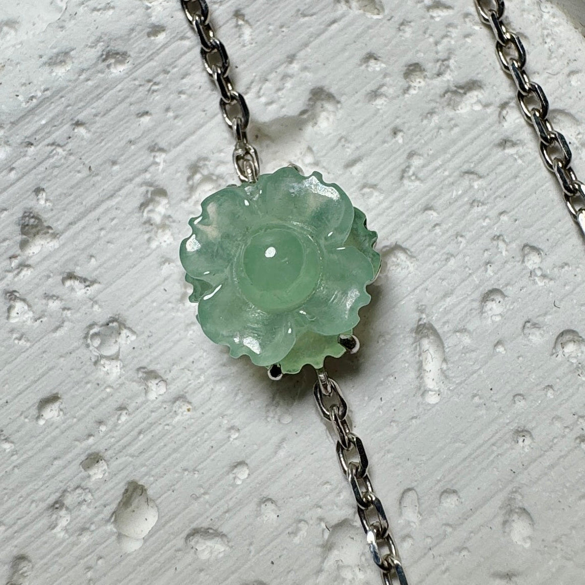 Icy Green SunflowerJadeite Bracelet