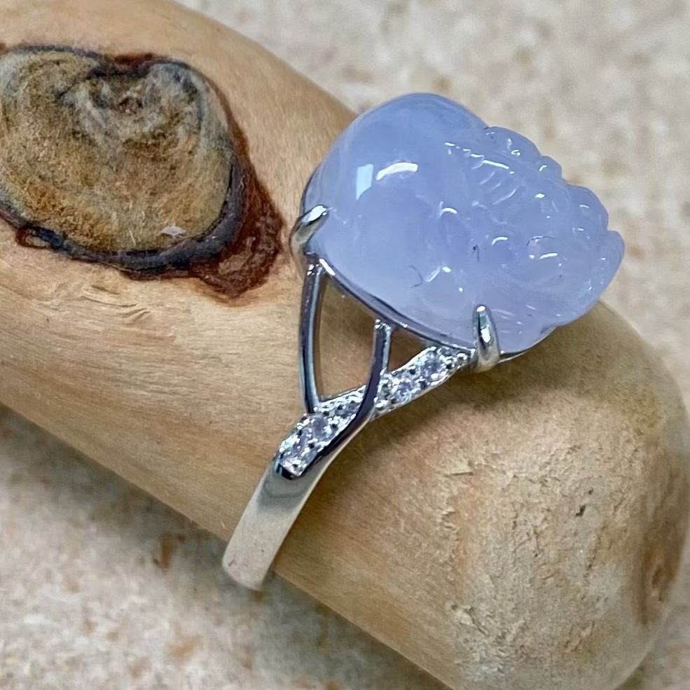 Icy Lavender Pixiu Jadeite Ring