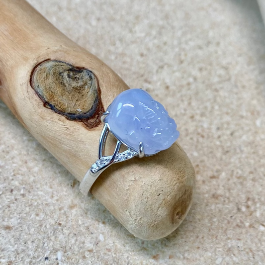 Icy Lavender Pixiu Jadeite Ring