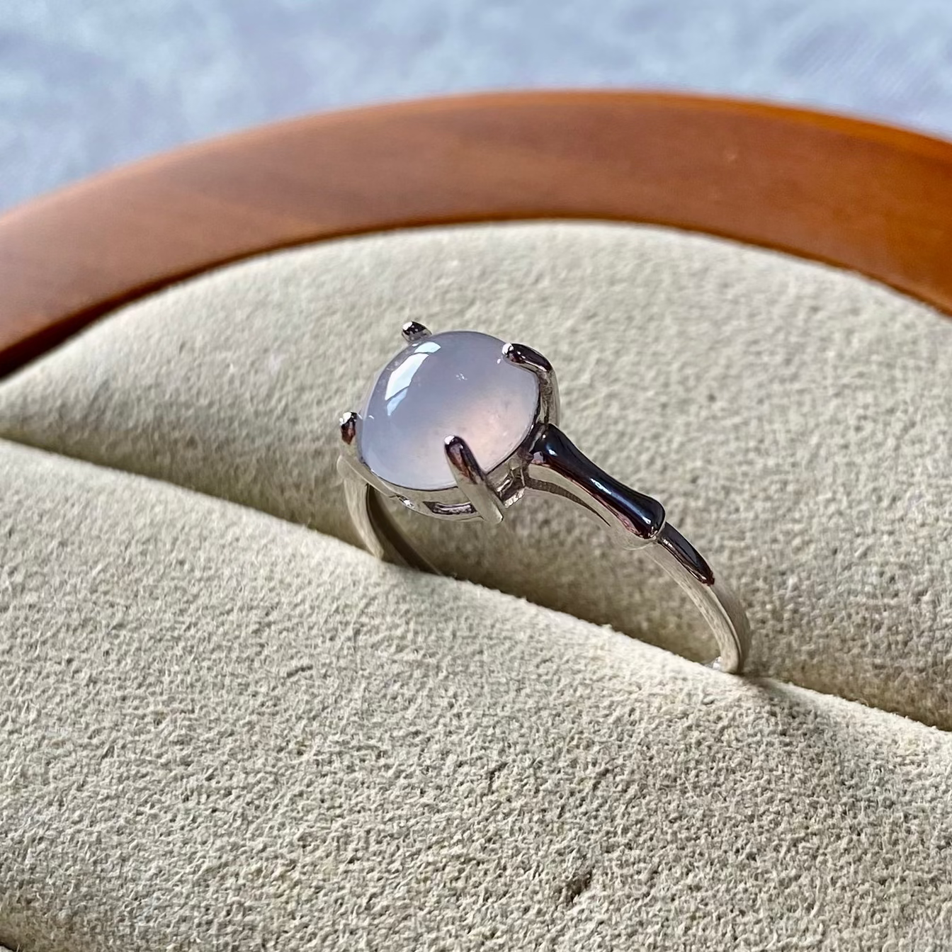 Icy Pink Jadeite Cabochon Ring