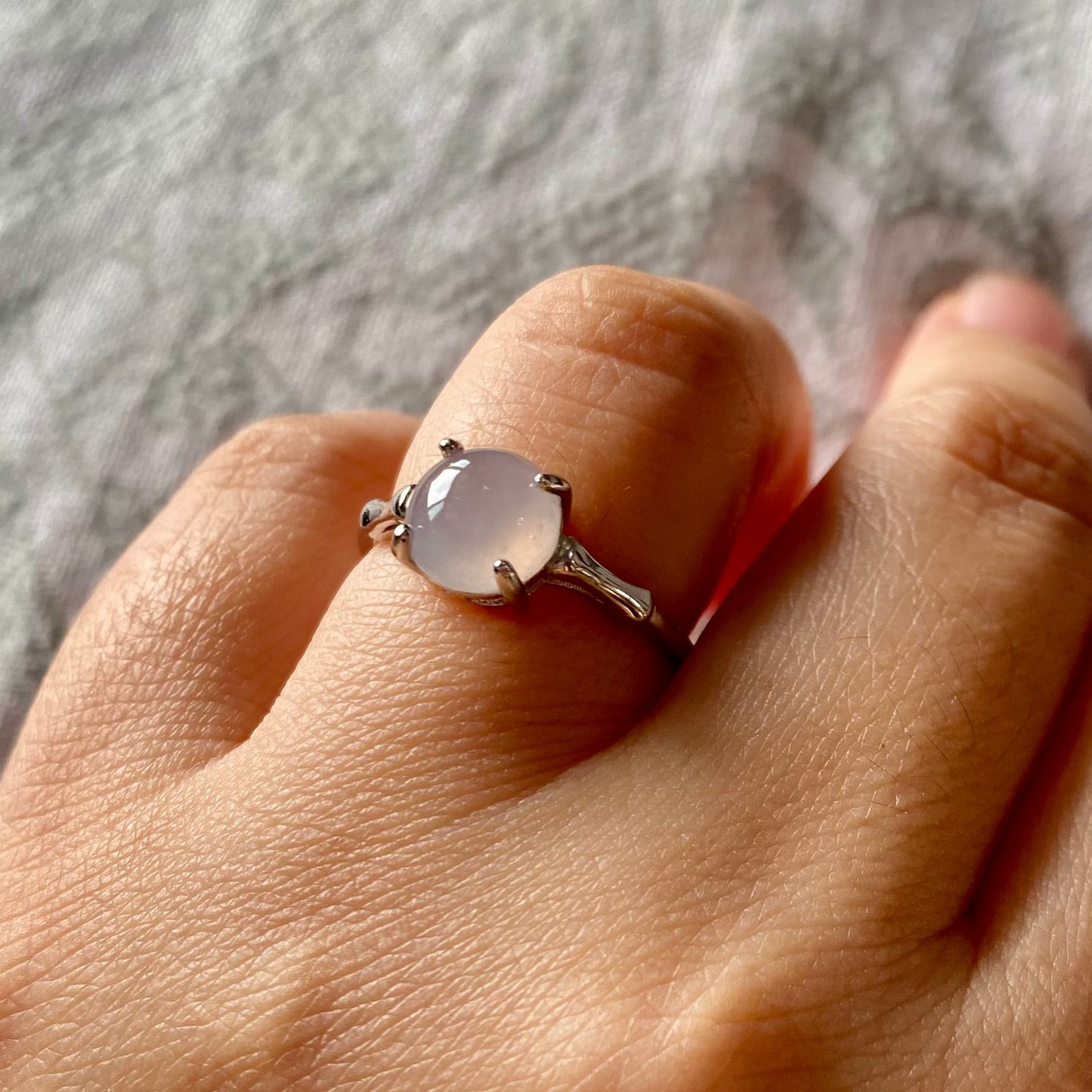 Icy Pink Jadeite Cabochon Ring