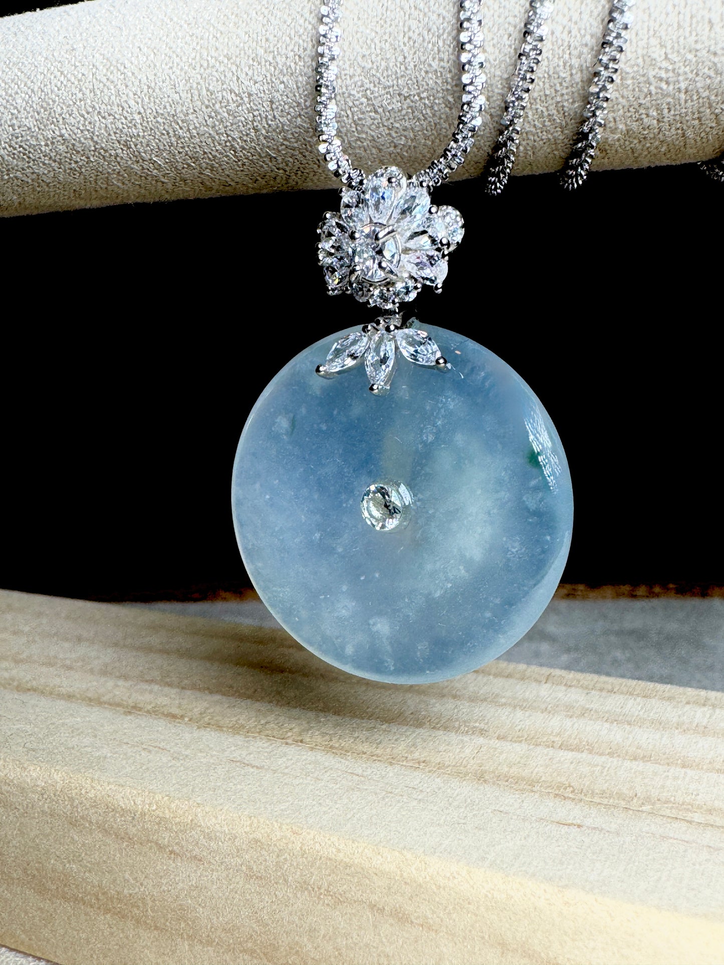 Icy Jadeite Donut Pendant Necklace