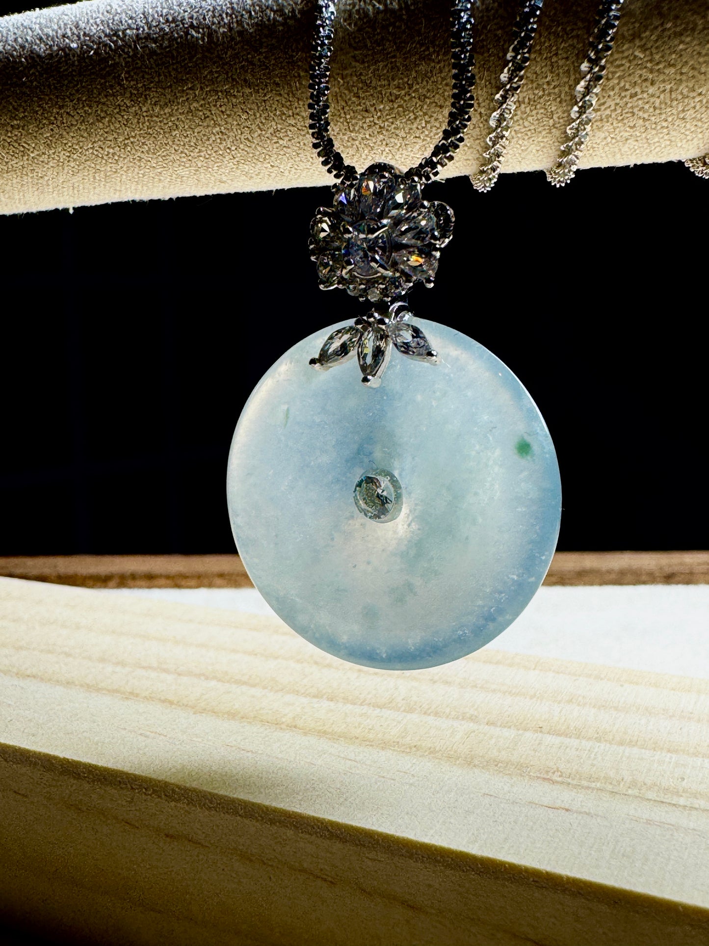 Icy Jadeite Donut Pendant Necklace