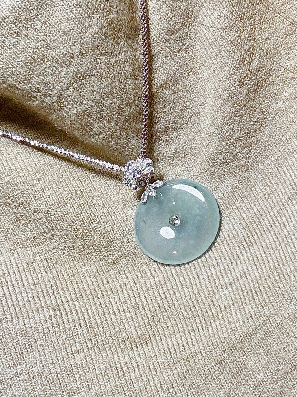 Icy Jadeite Donut Pendant Necklace