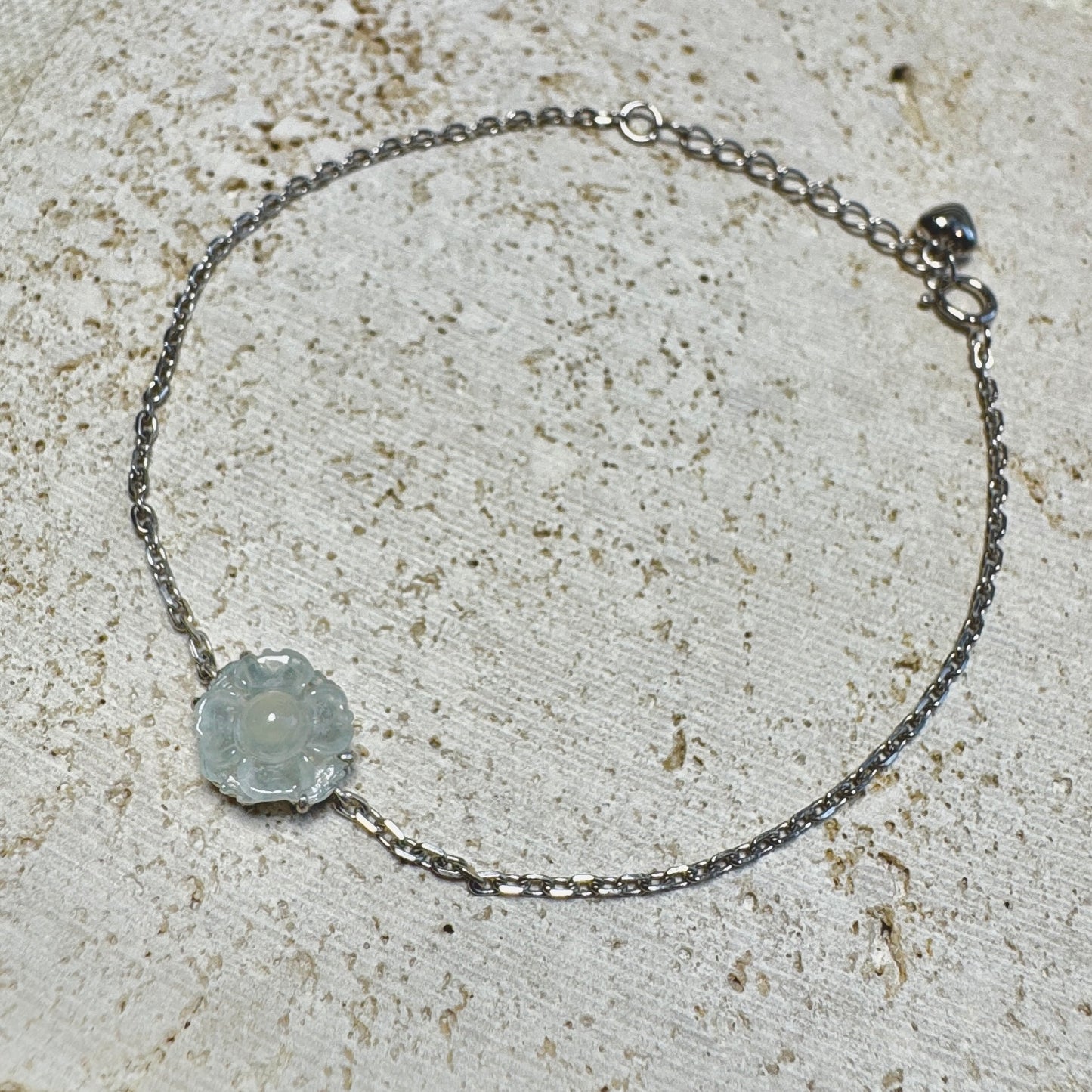 Icy White SunflowerJadeite Bracelet