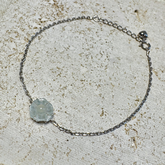 Icy White SunflowerJadeite Bracelet