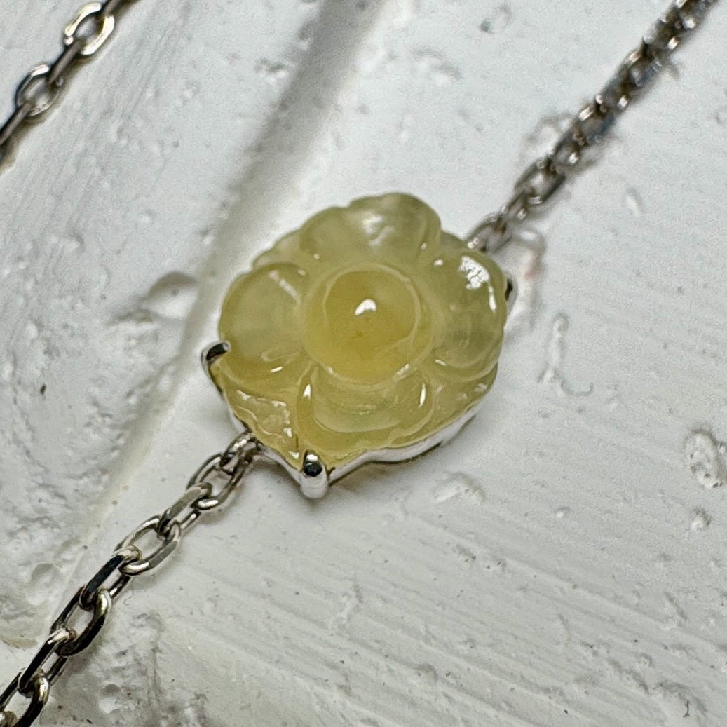 Icy Yellow SunflowerJadeite Bracelet
