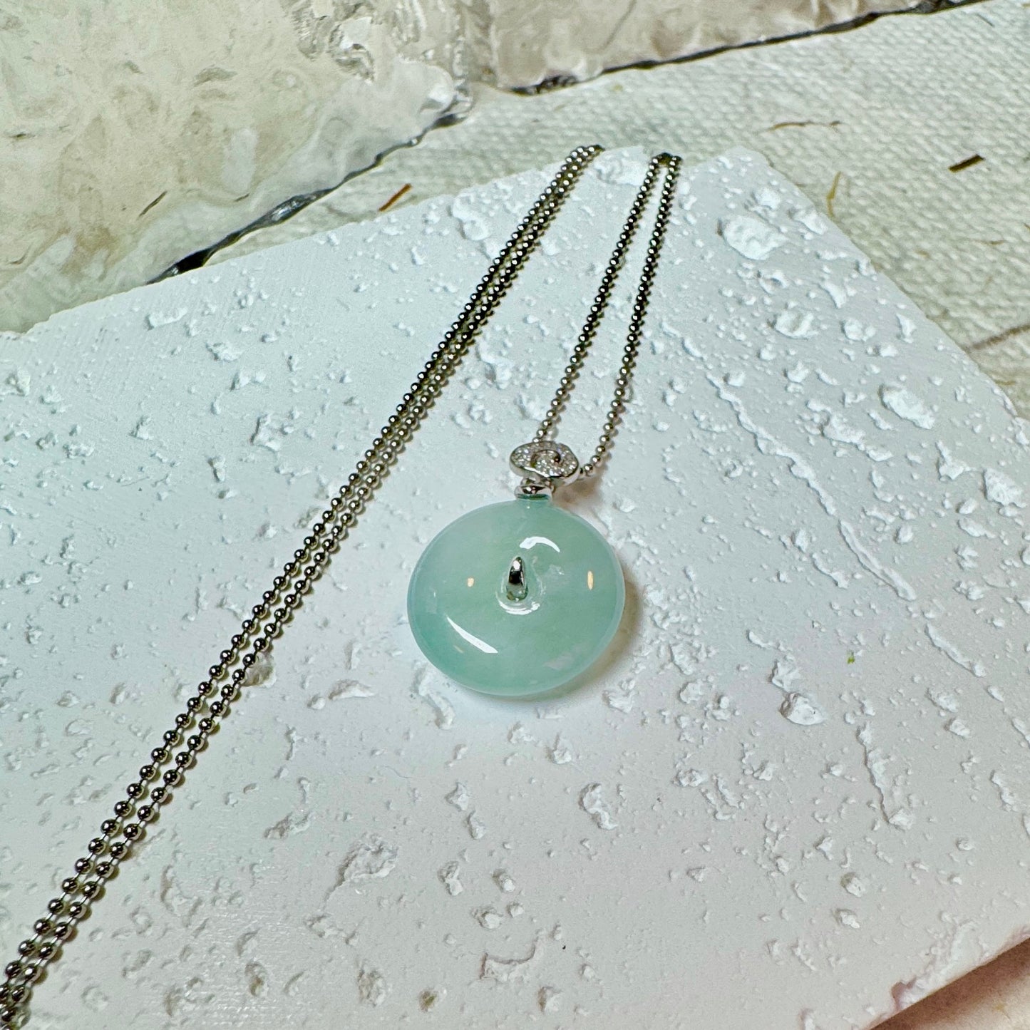 Icy Jadeite Donut Pendant Necklace