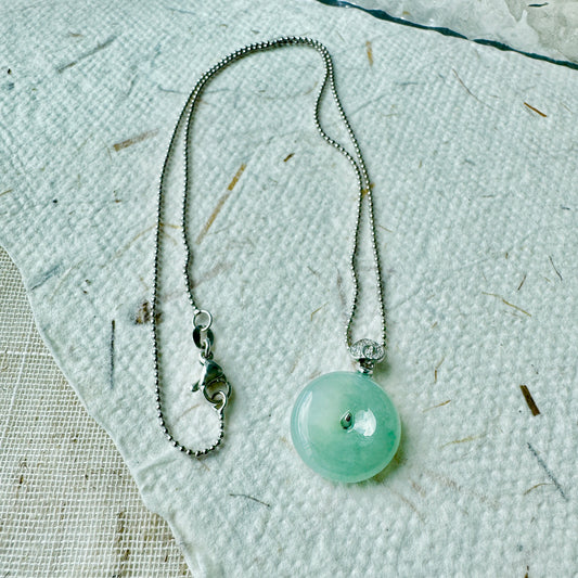Icy Jadeite Donut Pendant Necklace