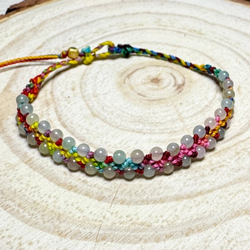 Icy Jade Beads Macramé Bracelet
