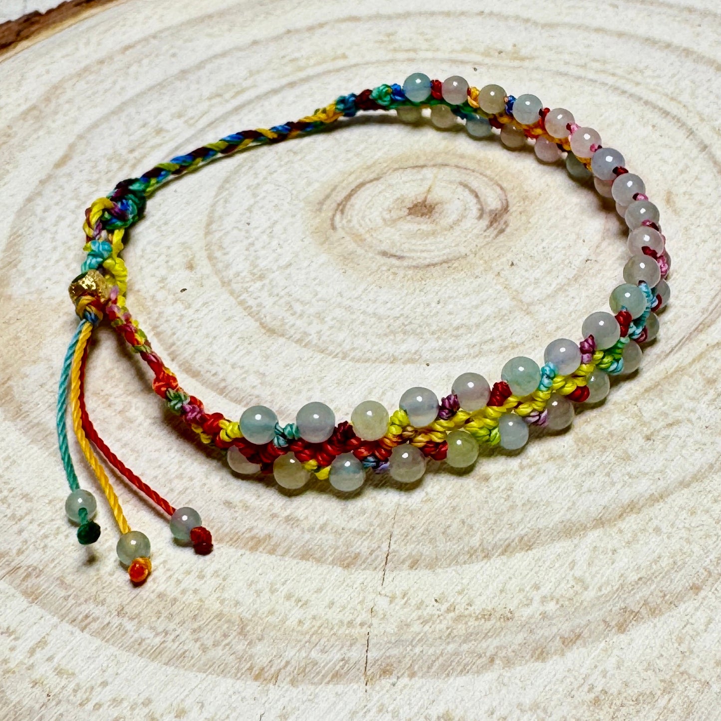Icy Jade Beads Macramé Bracelet