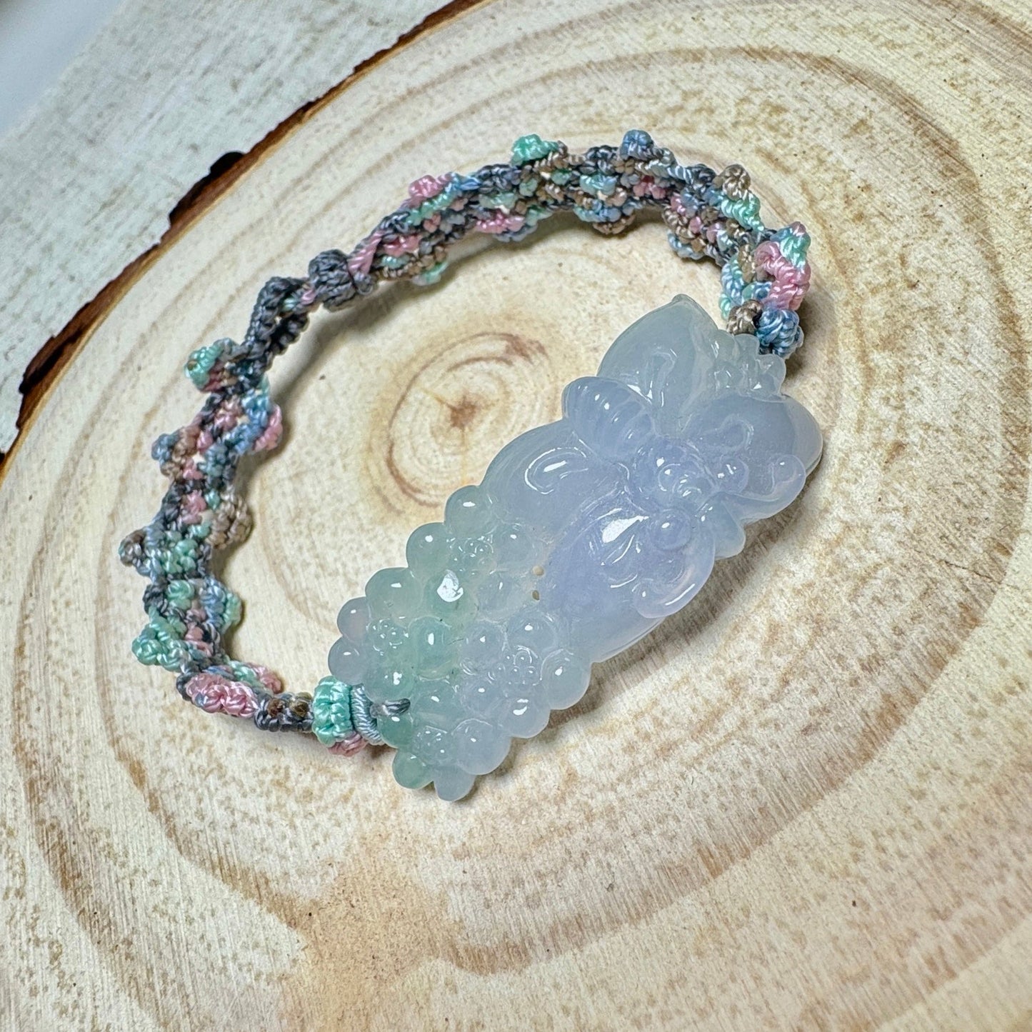 Flower Jade Disc Macramé Bracelet