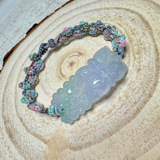 Flower Jade Disc Macramé Bracelet