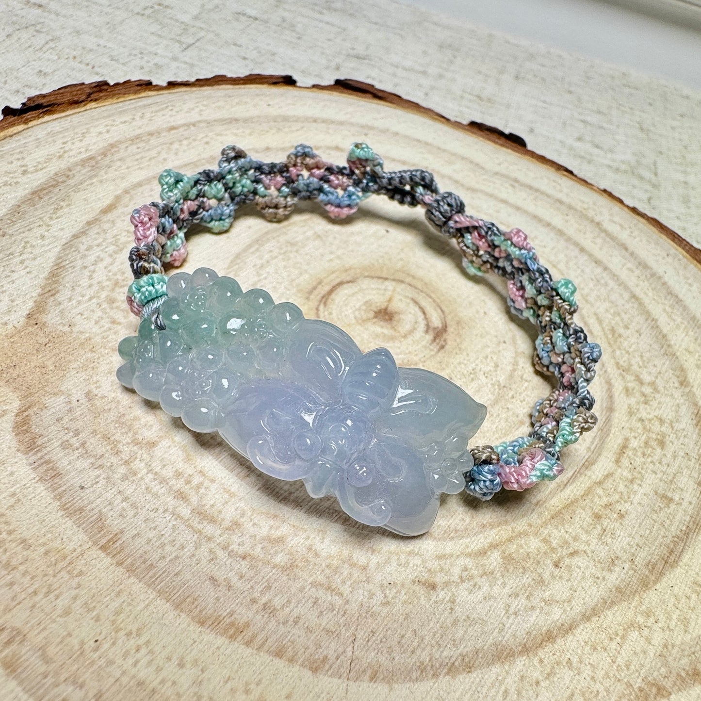 Flower Jade Disc Macramé Bracelet