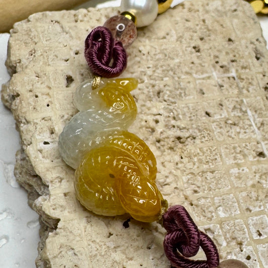 Yellow Snake Jade Macramé Bracelet