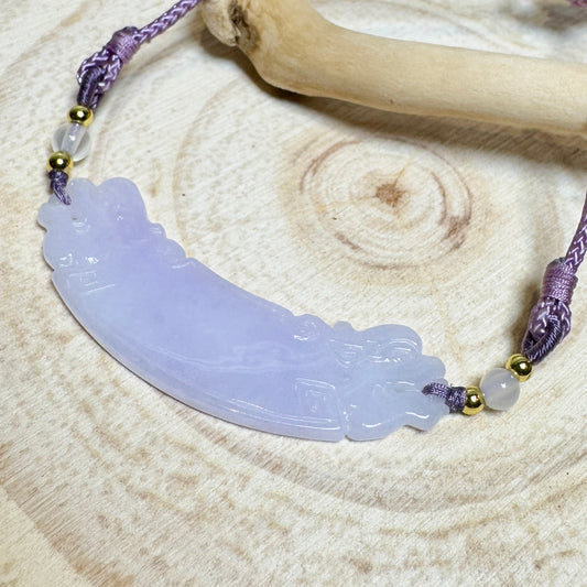 Icy Lavender Yuheng Jade Macramé Necklace