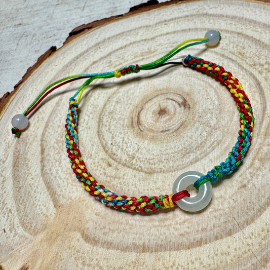 Icy Jade Donut Macramé Bracelet