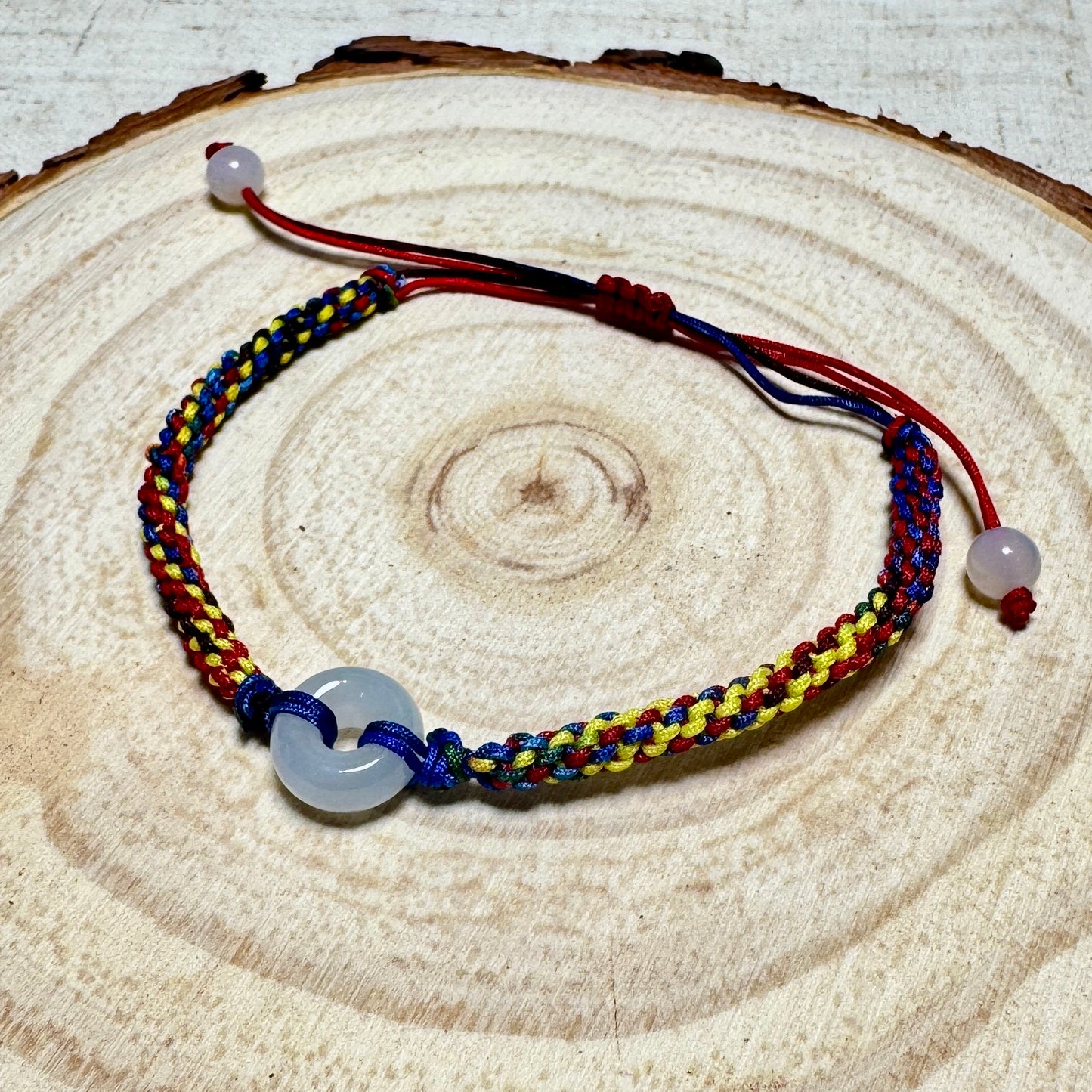 Icy Jade Donut Macramé Bracelet