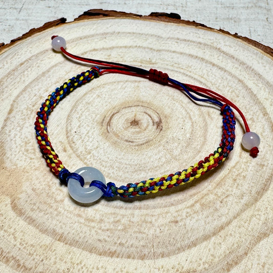Icy Jade Donut Macramé Bracelet