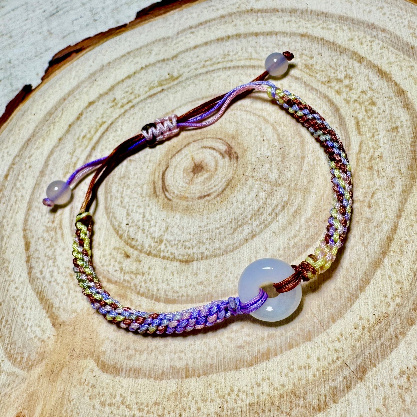 Icy Lavender Jade Donut Macramé Bracelet