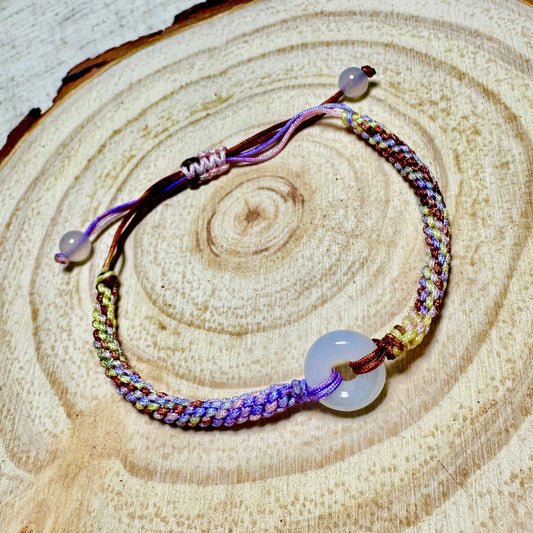 Icy Lavender Jade Donut Macramé Bracelet