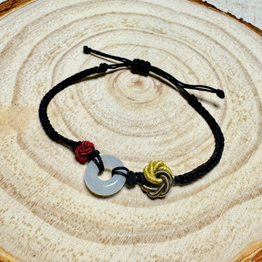 Icy Jade Donut Macramé Bracelet
