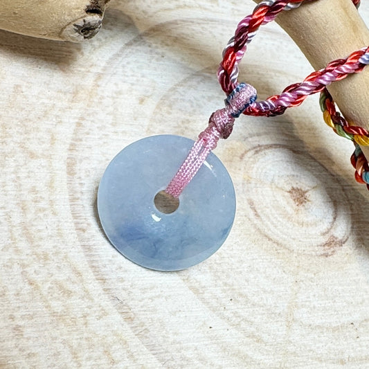 Icy Lavender Jade Donut Macramé Necklace