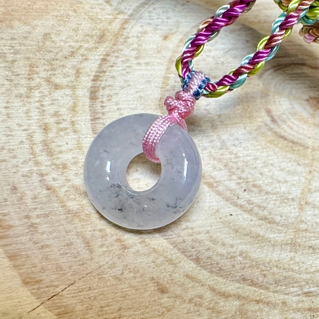 Icy Jade Donut Macramé Necklace