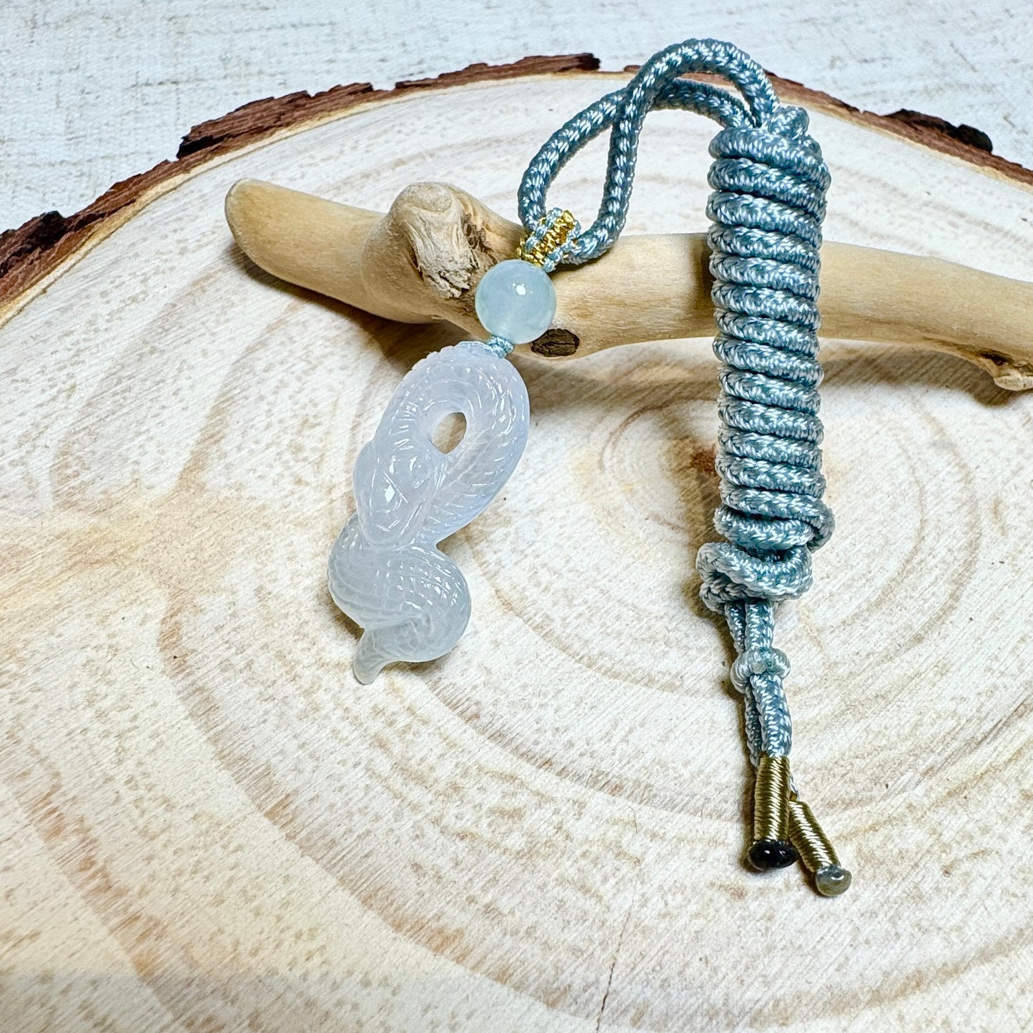 Icy Snake Jade Macramé Necklace