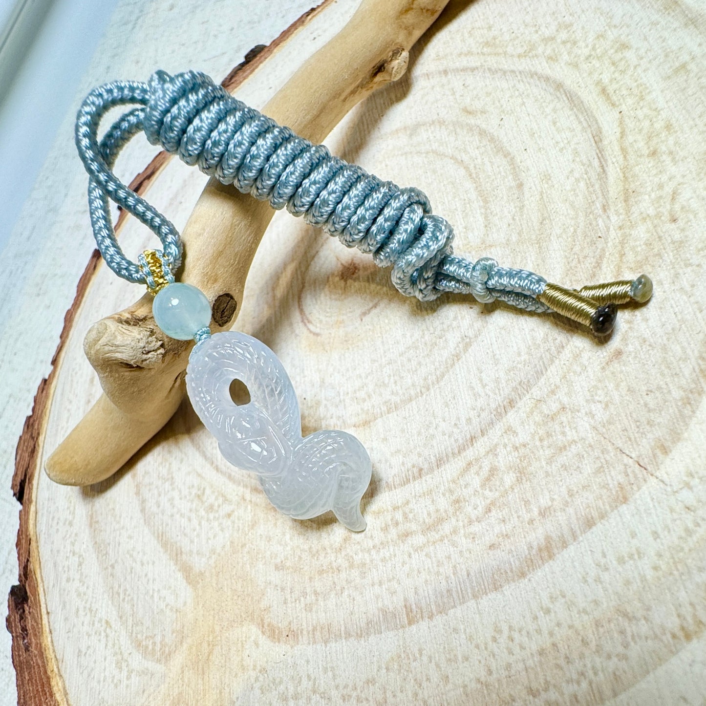 Icy Snake Jade Macramé Necklace