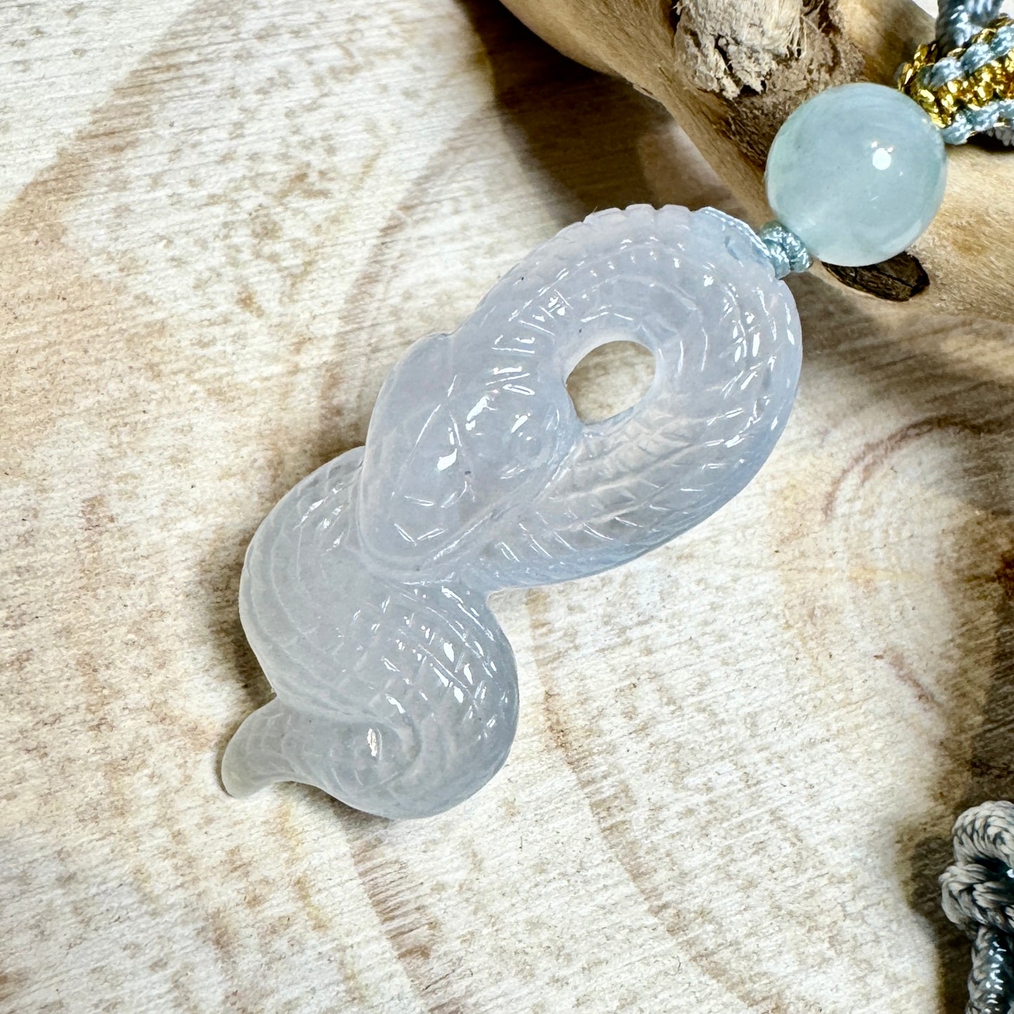 Icy Snake Jade Macramé Necklace