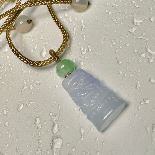 Icy Lavender Bamboo Jade Macramé Necklace