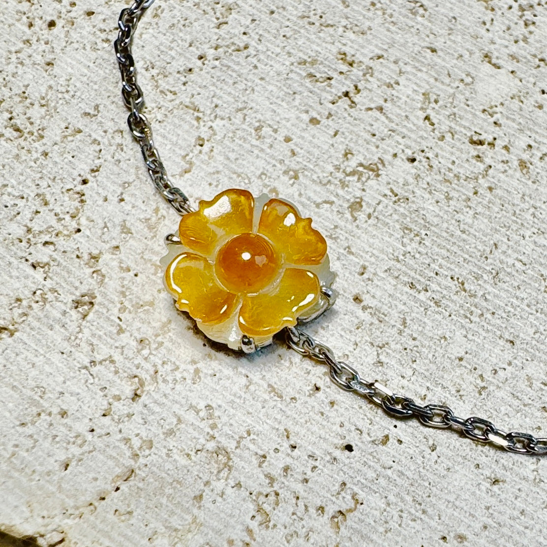 Orange SunflowerJadeite Bracelet
