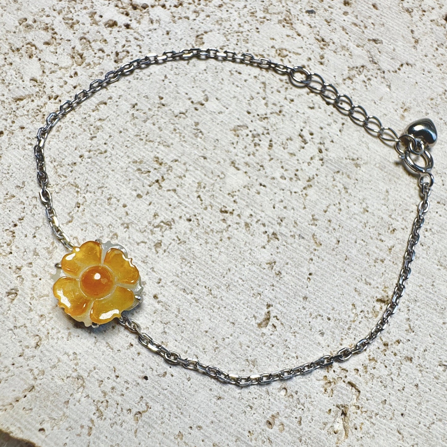 Orange SunflowerJadeite Bracelet