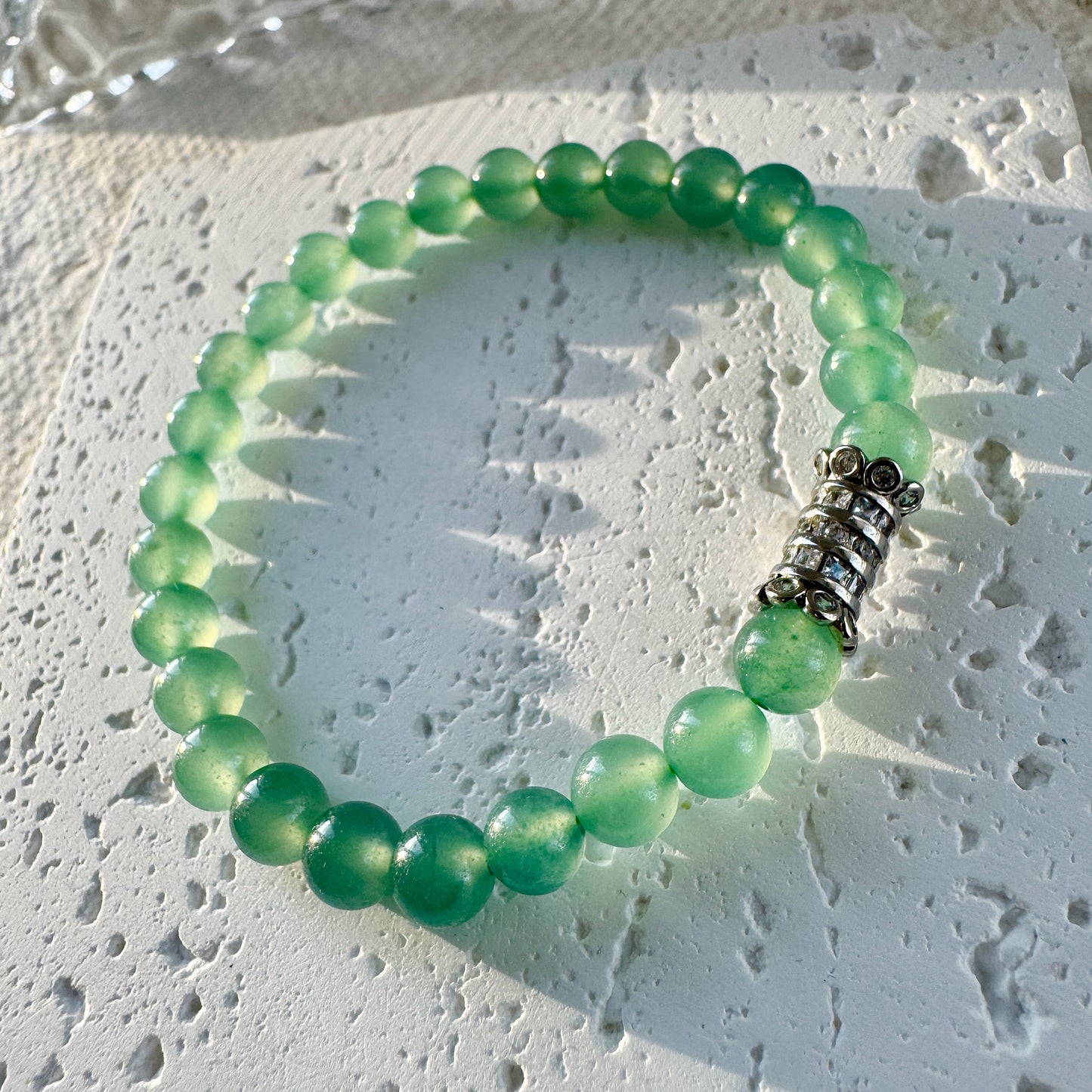 Icy Bluish Green Fine Jadeite Beads Bracelet (c.7mm+)